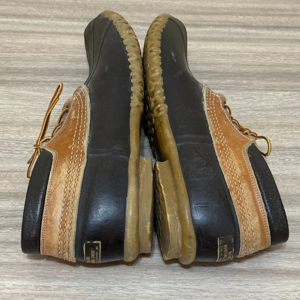 LL Bean Maine Hunting Shoe Duck Boots Brown Leather Lace Up Men‎ 14 N USA Preppy
